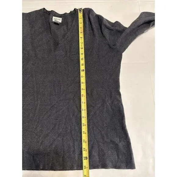 Chicos Sweater Womens 3 (XL 16) Gray Rayon V Neck Long‎ Sleeve Luxe Knit - Picture 13 of 14